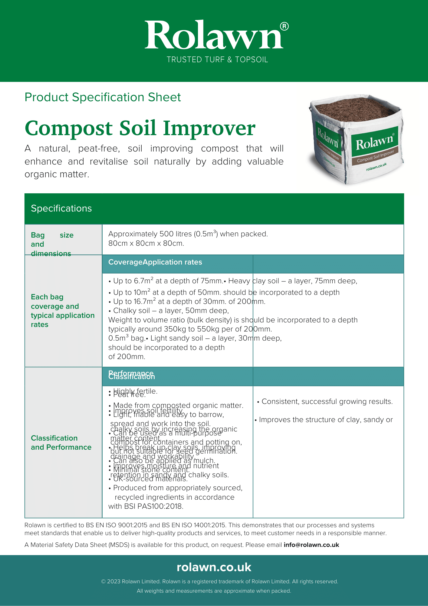 Downloadable Product Technical Specification Sheets Rolawn