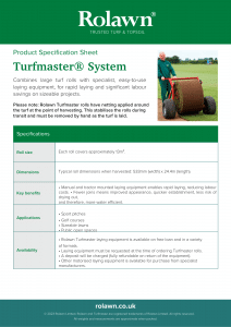 Rolawn Product Specification Sheet: Turfmaster System