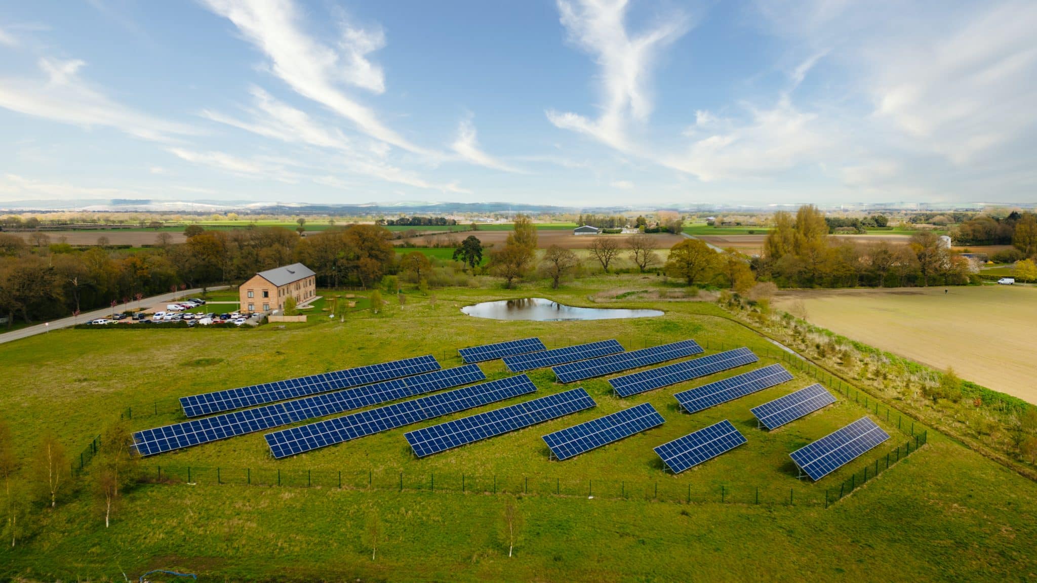 Solar panels at Rolawn's head office, Seaton Ross, East Riding of Yorkshire.