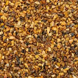 Golden Gravel - 10mm Close up showing warm gold, brown and cream colours
