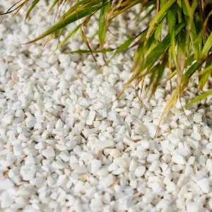 Rolawn - Aggregate Product Images - White Marble Gravel Chippings 9-12mm in border