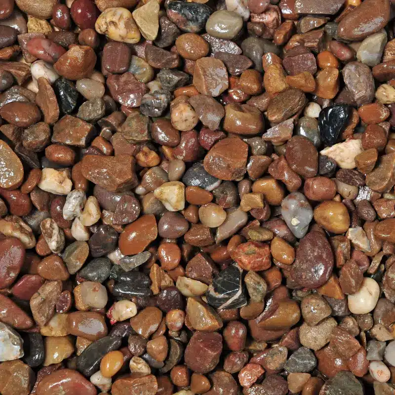 Close up of the colours and shapes in Trent Gravel while wet - Rolawn